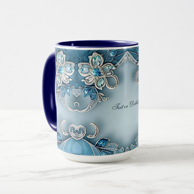 Tasse florale ornée bleue (Devant gauche)