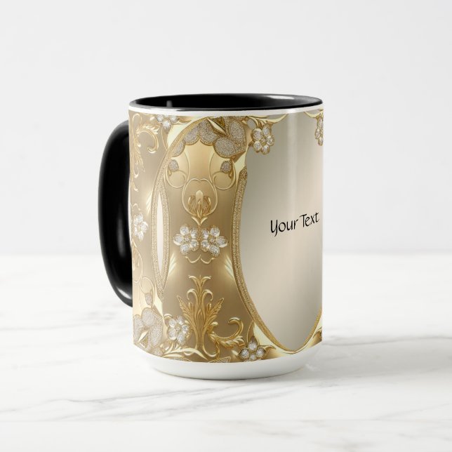 Tasse florale ornée d'or (Devant gauche)