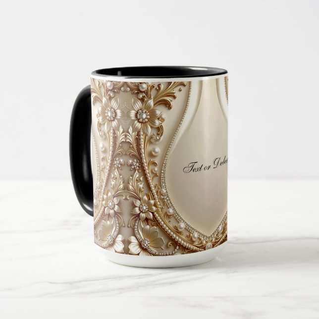 Tasse florale ornée élégante en or (Devant gauche)