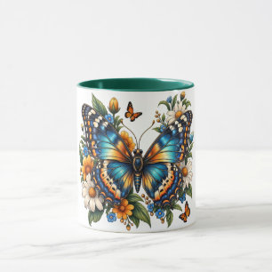 Tasse florale Papillon Bleu