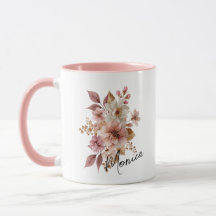 Tasse florale personnalisée à l'aquarelle