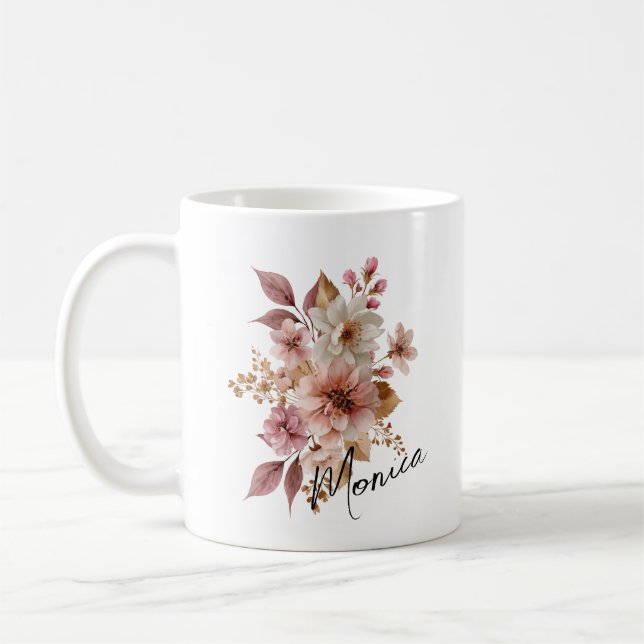 Tasse florale personnalisée à l'aquarelle (Gauche)
