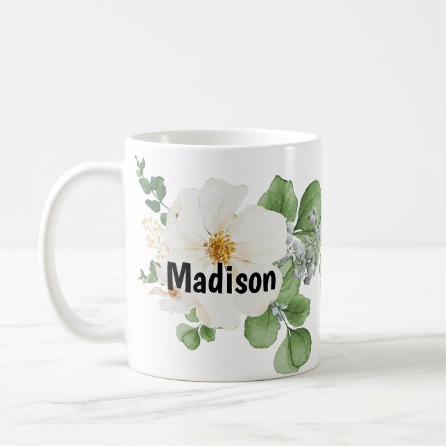 Tasse florale personnalisée de ferme moderne (Gauche)