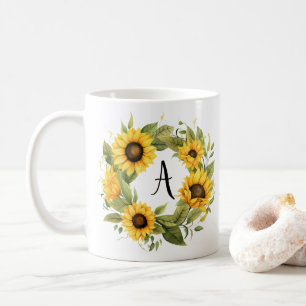 Tasse florale personnalisée monogramme nom personn