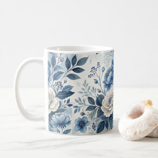 Tasse florale Pivoine Bleue & Blanche – Élégante B