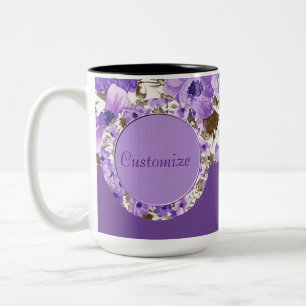 Tasse florale pourpre et blanche personnalisée