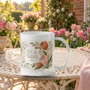 Tasse florale romantique Thé et Tulipes