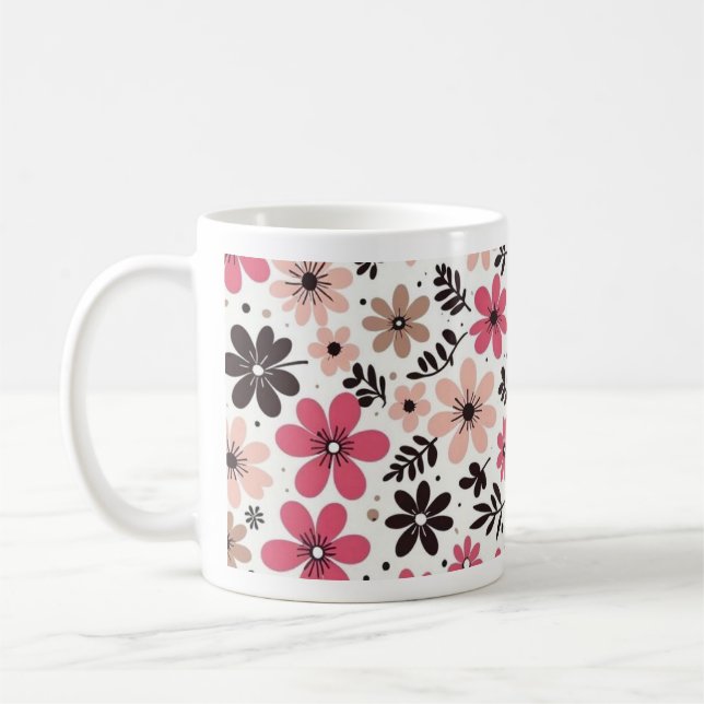 Tasse florale rose et noir (Gauche)