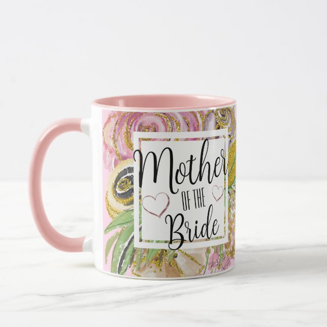 Tasse florale rose gold pailletée pour la mère de  (Gauche)