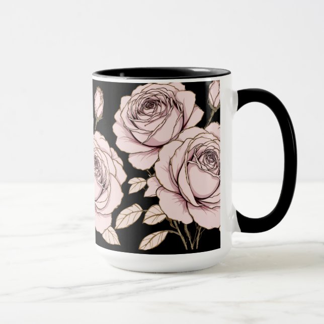 Tasse florale rose rose pâle  (Droite)