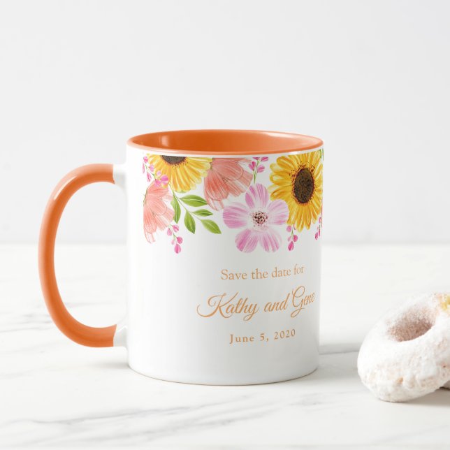 Tasse florale - Sauvegarder la date (Avec donut)