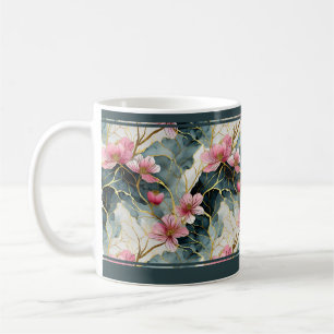 Tasse florale vibrante avec motif asiatique