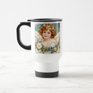 Tasse florale Vintage Angel – Bleu céleste et Or