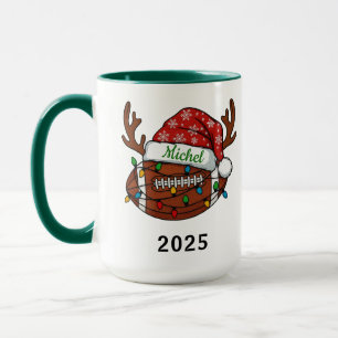 Tasse Football Sports Noël 2025   Nom personnalisé