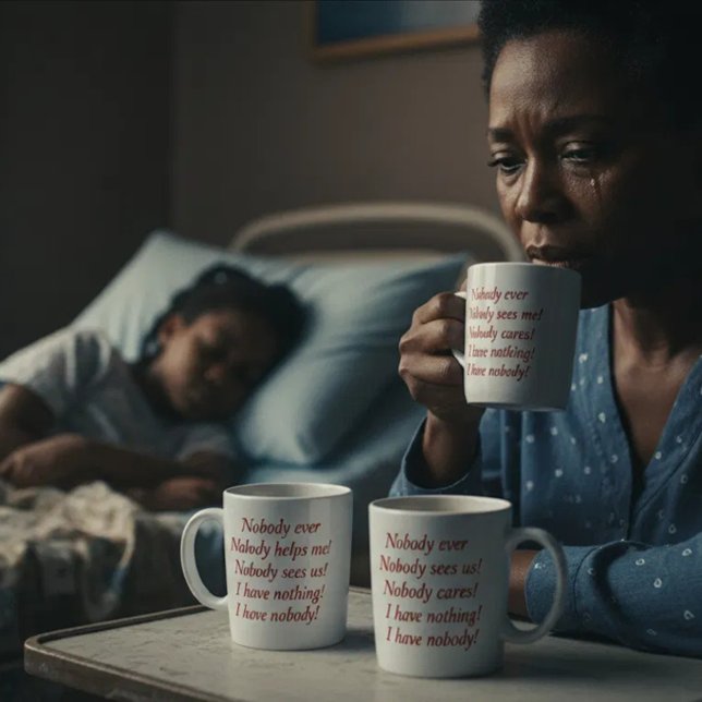 Tasse Force Silencieuse pour Âmes Brisées (Nobody ever helps me. Nobody sees us. Nobody cares. I have nothing. I have nobody)