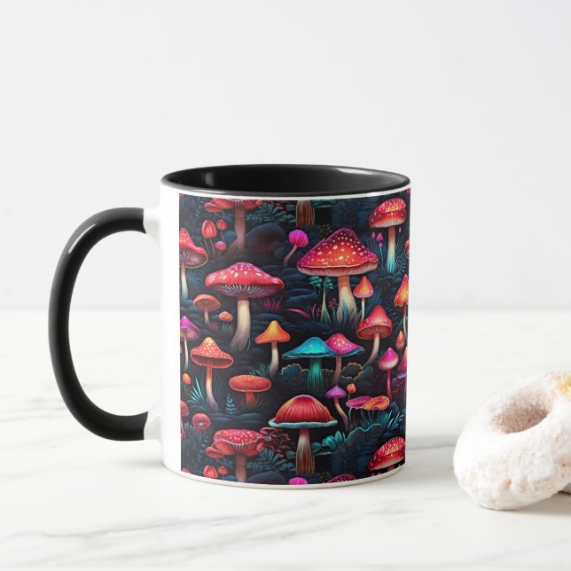 Tasse Forêt Enchantée de Champignons Néon (Avec donut)