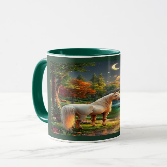 Tasse Forêt Enchantée Licorne Blanche Majestueuse (Devant gauche)