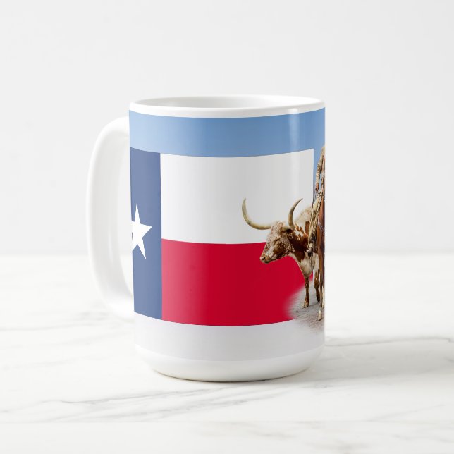 Tasse Fort Worth Cattle, drapeau du Texas (Devant gauche)
