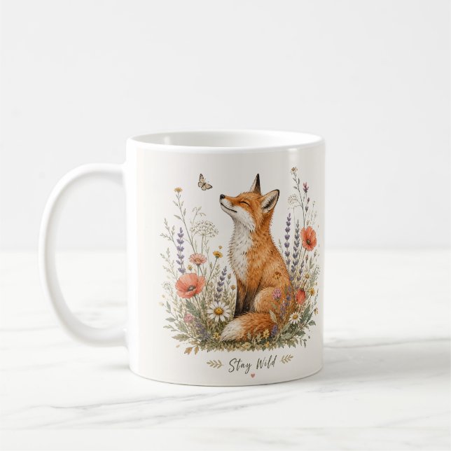 Tasse Fox Stay Wild Wildflowers (Gauche)