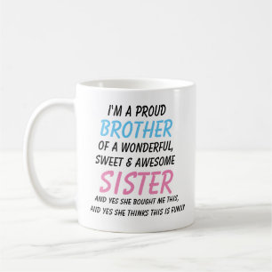 Tasse frère drôle, cadeau de frère de sœur