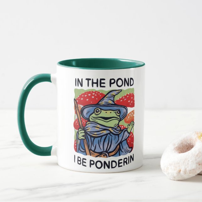 Tasse Fun Frog – Dans l'étang, soyez pensif (Avec donut)