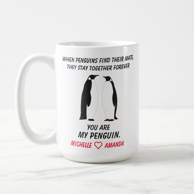 Tasse Fun Penguins, Cadeau pour elle ou lui, (Gauche)