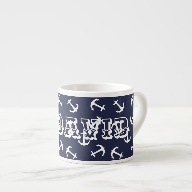 Tasse Funky Anchor Captain Café Expresso Votre Nom (Devant droit)