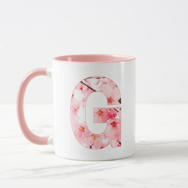 Tasse G initiale florale | Nom et traits personnal (Gauche)