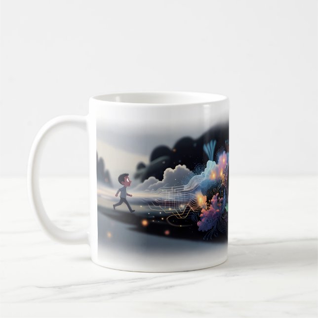 Tasse Garçon entre dans un univers numérique lumin (Gauche)