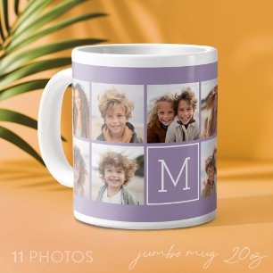 Tasse Géante 11 Grille de Collage de Photos avec Monogramme