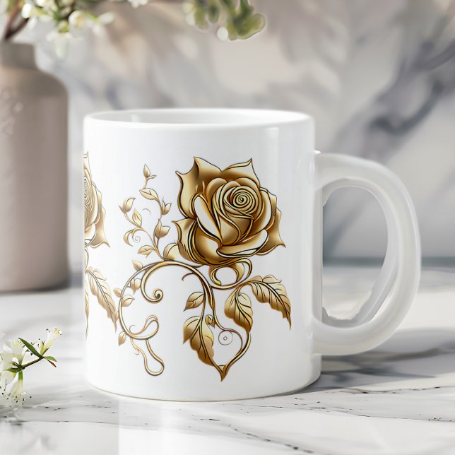 Tasse géante à café Roses d'or (Créateur téléchargé)