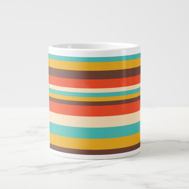 Tasse géante à motif multi-rayures rétro (Devant)