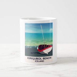 Tasse Géante Affiche de vacances de la plage de Kirkjubol en Is