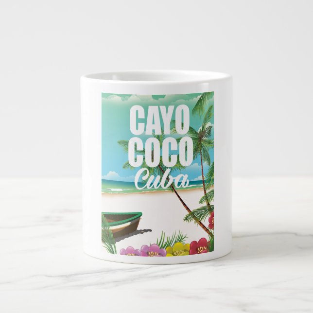Tasse Géante Affiche de vacances de plage cubaines à Cayo Coco (Devant)