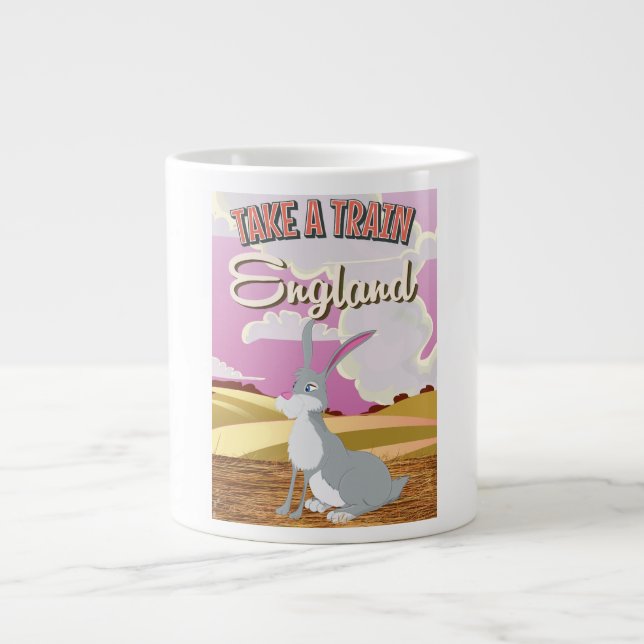 Tasse Géante Affiche de voyage de dessin animé de lapin d'Angle (Devant)