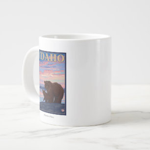 Tasse Géante Affiche de voyage de l'ours et du CubIdahoVintage