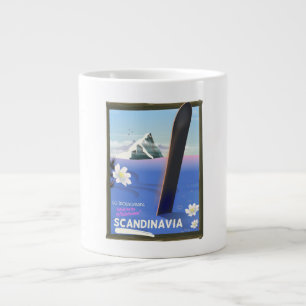 Tasse Géante Affiche de voyage en snowboard en Scandinavie