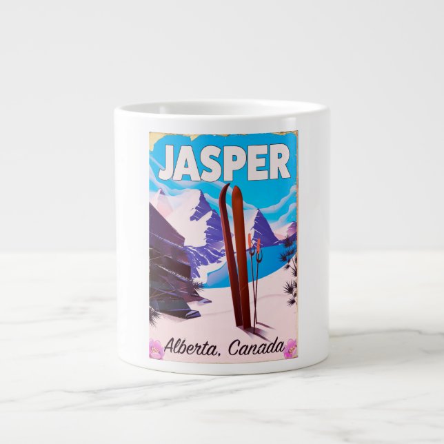 Tasse Géante Affiche de voyage Jasper Alberta Canada (Devant)