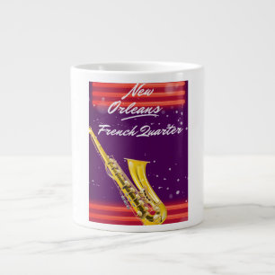 Tasse Géante Affiche de voyage Saxophone du Quartier français d