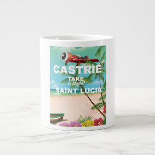 Tasse Géante Affiche de voyage vintage Castrie Sainte Lucie