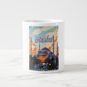 Tasse Géante affiche de voyage vintage de la mosquée Aya Sophia