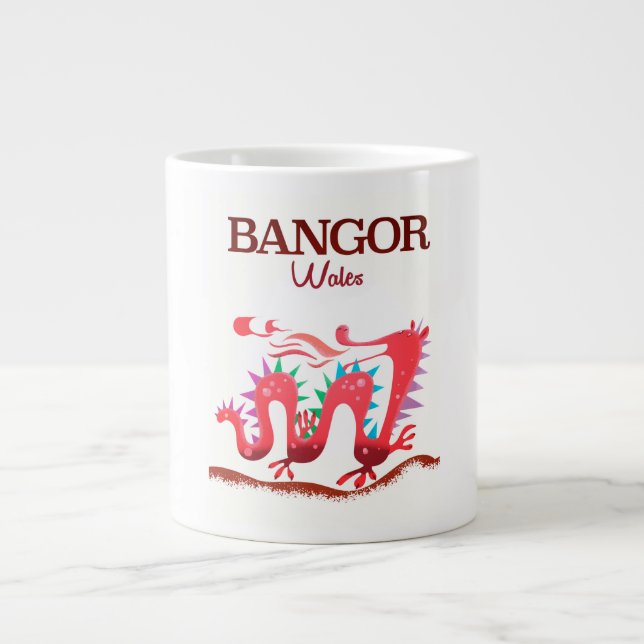 Tasse Géante Affiche du dragon de Bangor Wales (Devant)