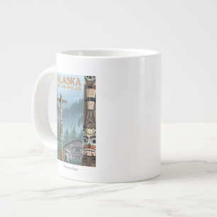Tasse Géante Affiche du Vintage voyage du village de Totem Saxm