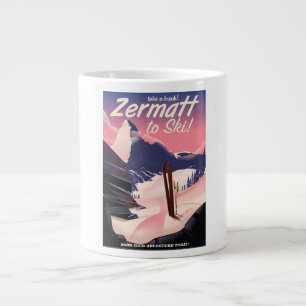Tasse Géante Affiche rétro de vacances de ski Zermatt