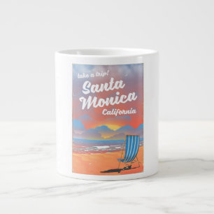 Tasse Géante Affiche vintage de plage de Santa Monica Californi