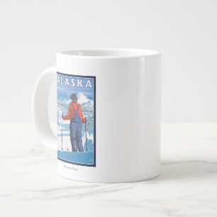 Tasse Géante Affiche Vintage voyage de ski en Alaska