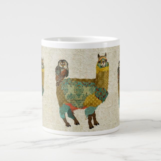 Tasse Géante Alpaca d'or et chou Turquoise (Devant)