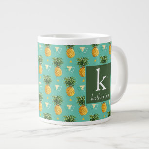 Tasse Géante Ananas Lumineux Sur Motif Géométrique  Monogramm