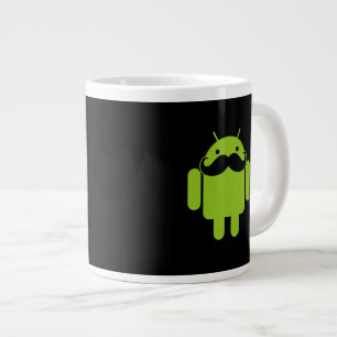 Tasse Géante Android Robot Moustache Style sur Noir