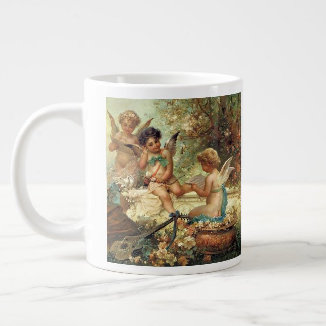 Tasse Géante Angels de musicien par Hans Zatzka, Art Victorien (Gauche)